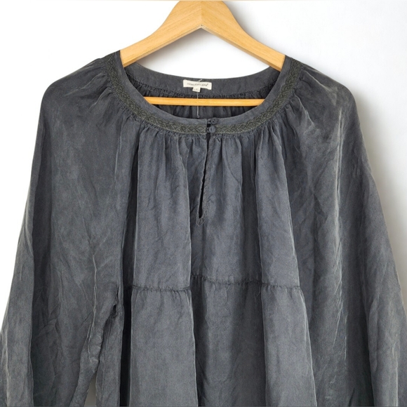 Unsubscribed Black Tunic Blouse Women’s Size Small – Long Sleeve Flowy Boho Top - Picture 2 of 7